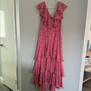 Wayf Floral Tiered Maxi Dress - Red and Pink